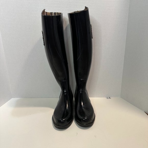 Burberry Rubber Knee-High Rain Boots - Picture 1 of 11